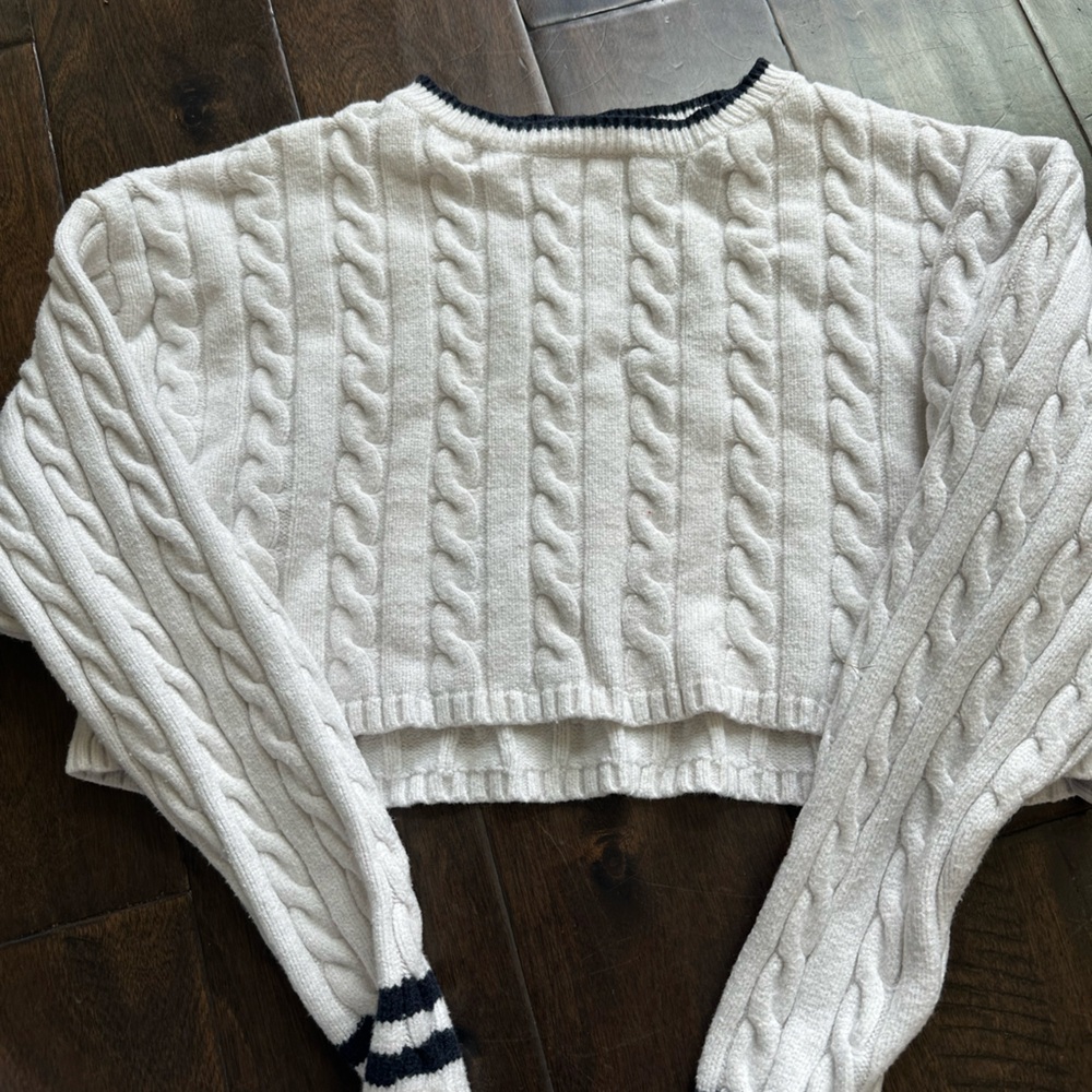 Edikted Cream Cable Knit Crew Neck Sweater